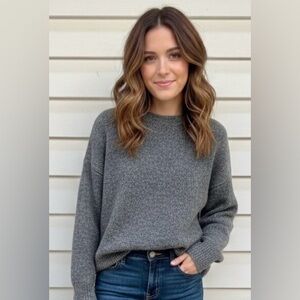 Vince Camuto Heather Grey/Charcoal Crewneck Sweater Long Sleeved Size XS